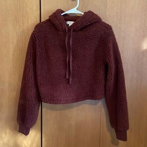 Womens cropped Sherpa hoodie
